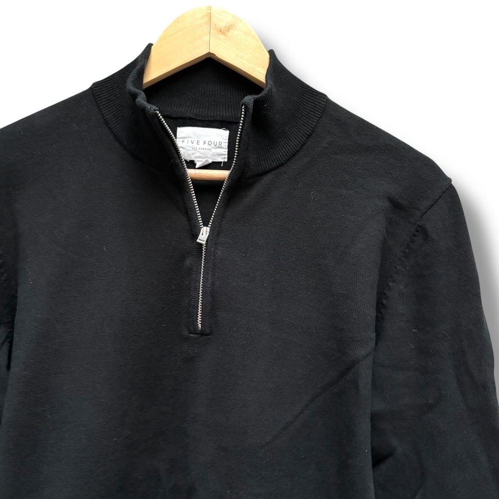 Men's Small 1/4 Zip Black Five Four LA Medium Weight Knit Pullover - Picture 2 of 7